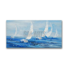 White Sailing Boats on the Sea Modern Abstract Painting